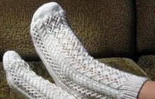 Ажурные носки с узором «Треугольники Узелок вязание узоры для носков